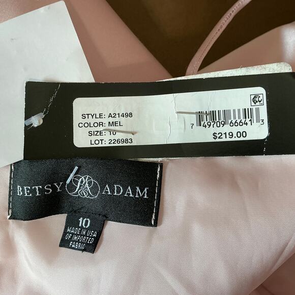 Betsy & Adam Satin Tiered Mini Fit and Flare Cocktail Dress Blush Pink Size 10 - Picture 11 of 13